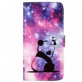 Leren Hoesje Voor Samsung Galaxy A15 Babypanda Met Riem