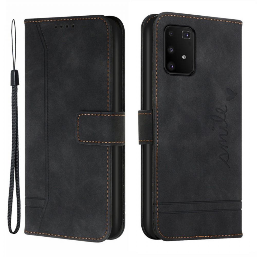 Folio-hoesje voor Samsung Galaxy S10 Lite Glimlach Met Lanyard