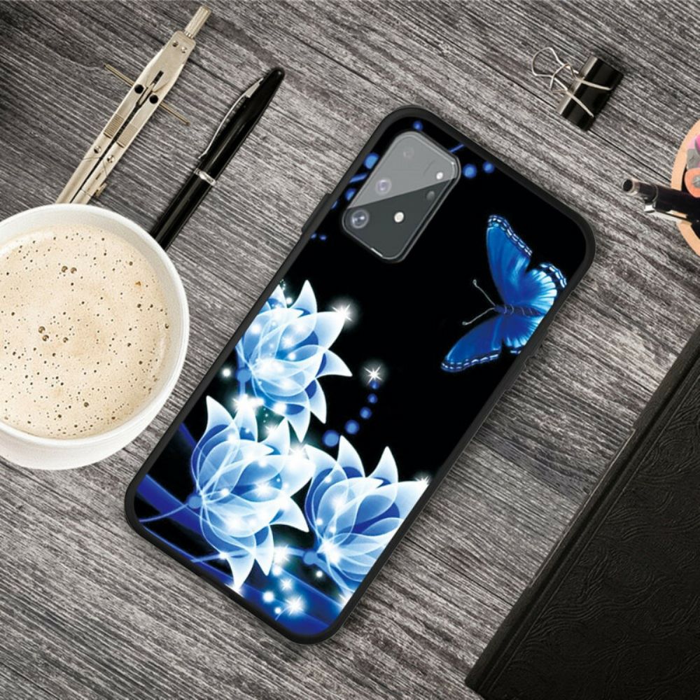 Hoesje voor Samsung Galaxy S10 Lite Vlinder En Blauwe Bloemen