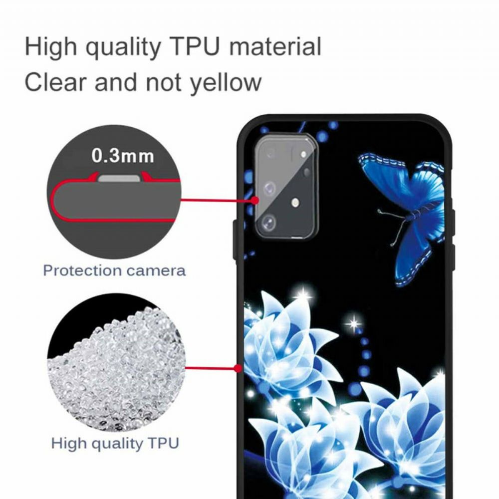 Hoesje voor Samsung Galaxy S10 Lite Vlinder En Blauwe Bloemen