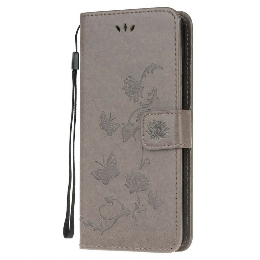 Leren Hoesje voor Samsung Galaxy S10 Lite Met Ketting Thong Vlinders En Bloemen