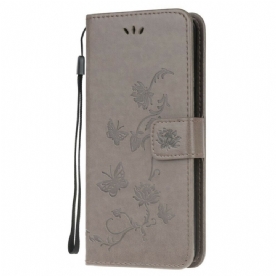 Leren Hoesje voor Samsung Galaxy S10 Lite Met Ketting Thong Vlinders En Bloemen