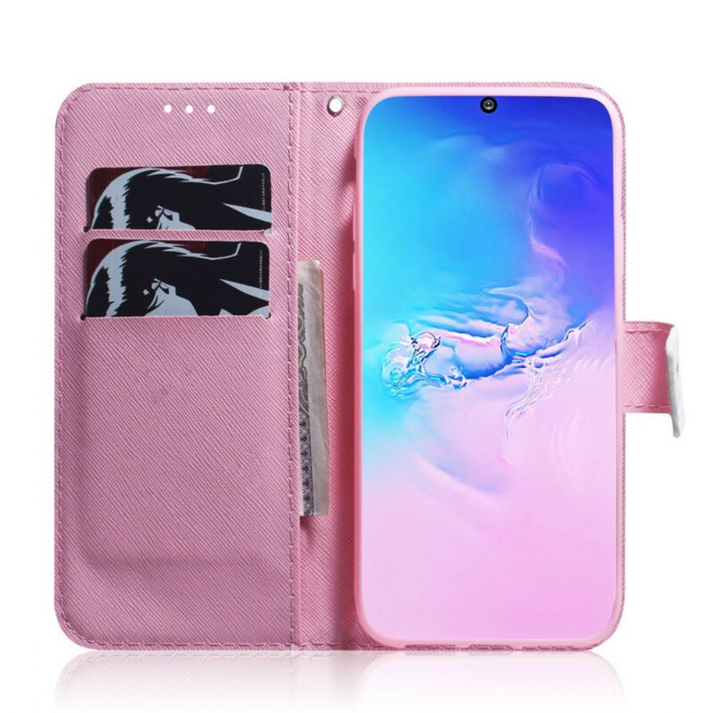 Leren Hoesje voor Samsung Galaxy S10 Lite Oude Roze Bloem