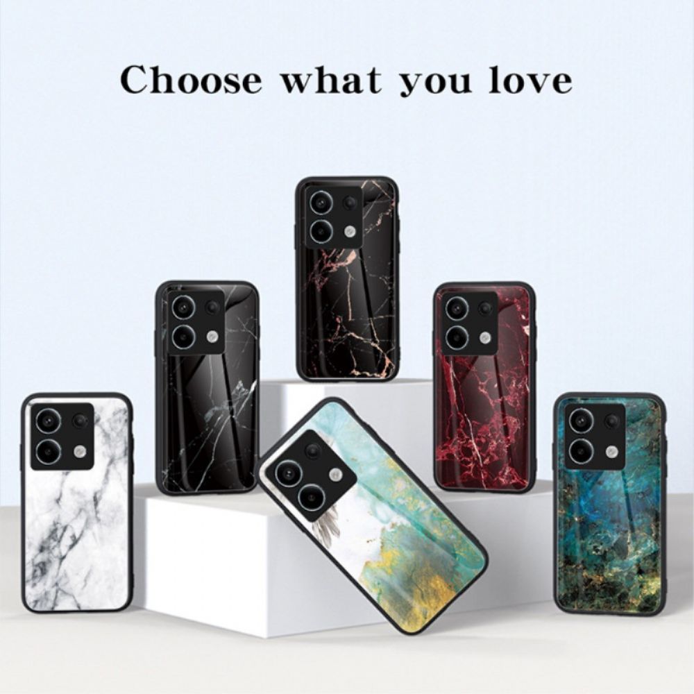 Case Hoesje Poco X6 5g Telefoonhoesje Gehard Glas Met Wit Marmerpatroon