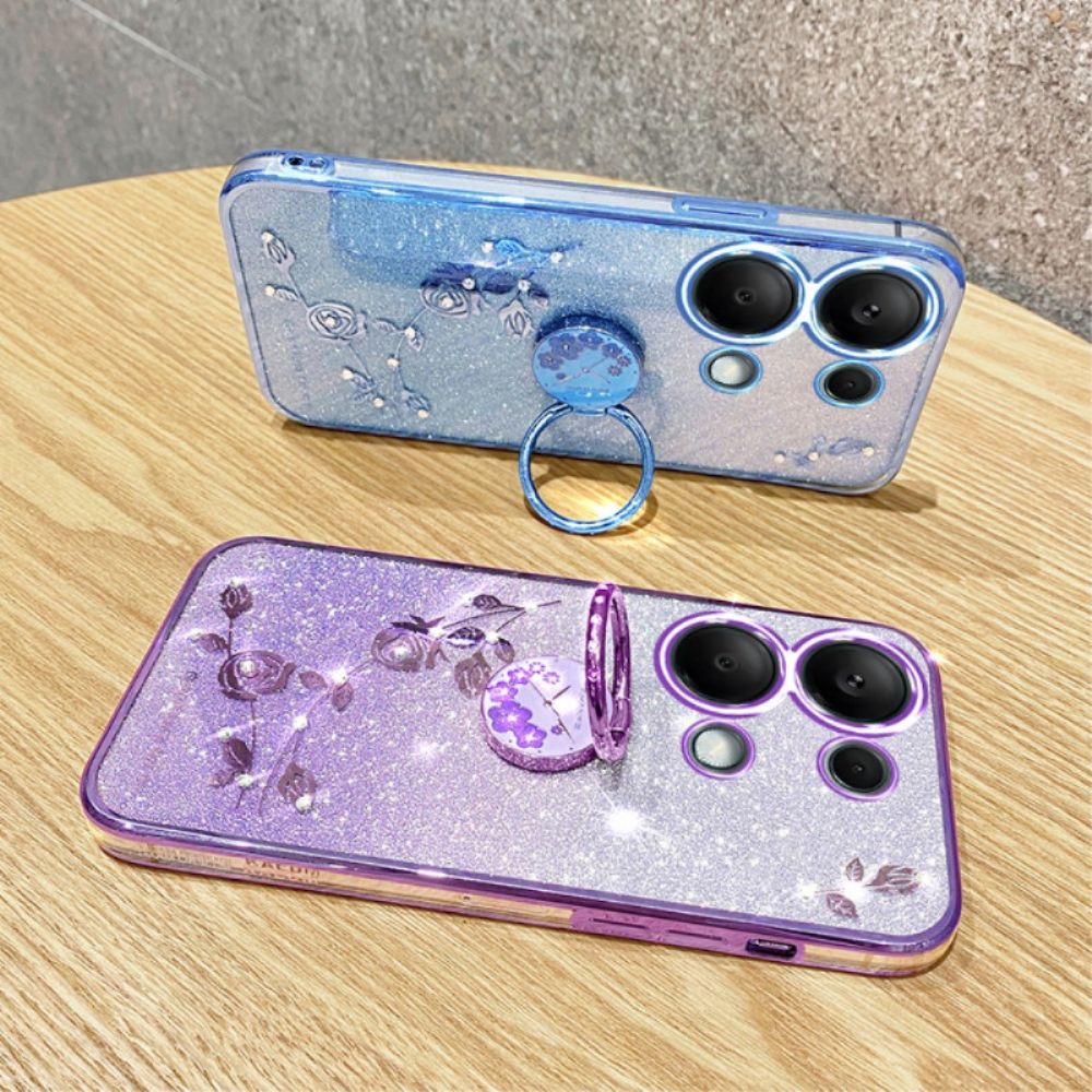 Case Hoesje Poco X6 5g Telefoonhoesje Ringhouder Met Glitter En Strass