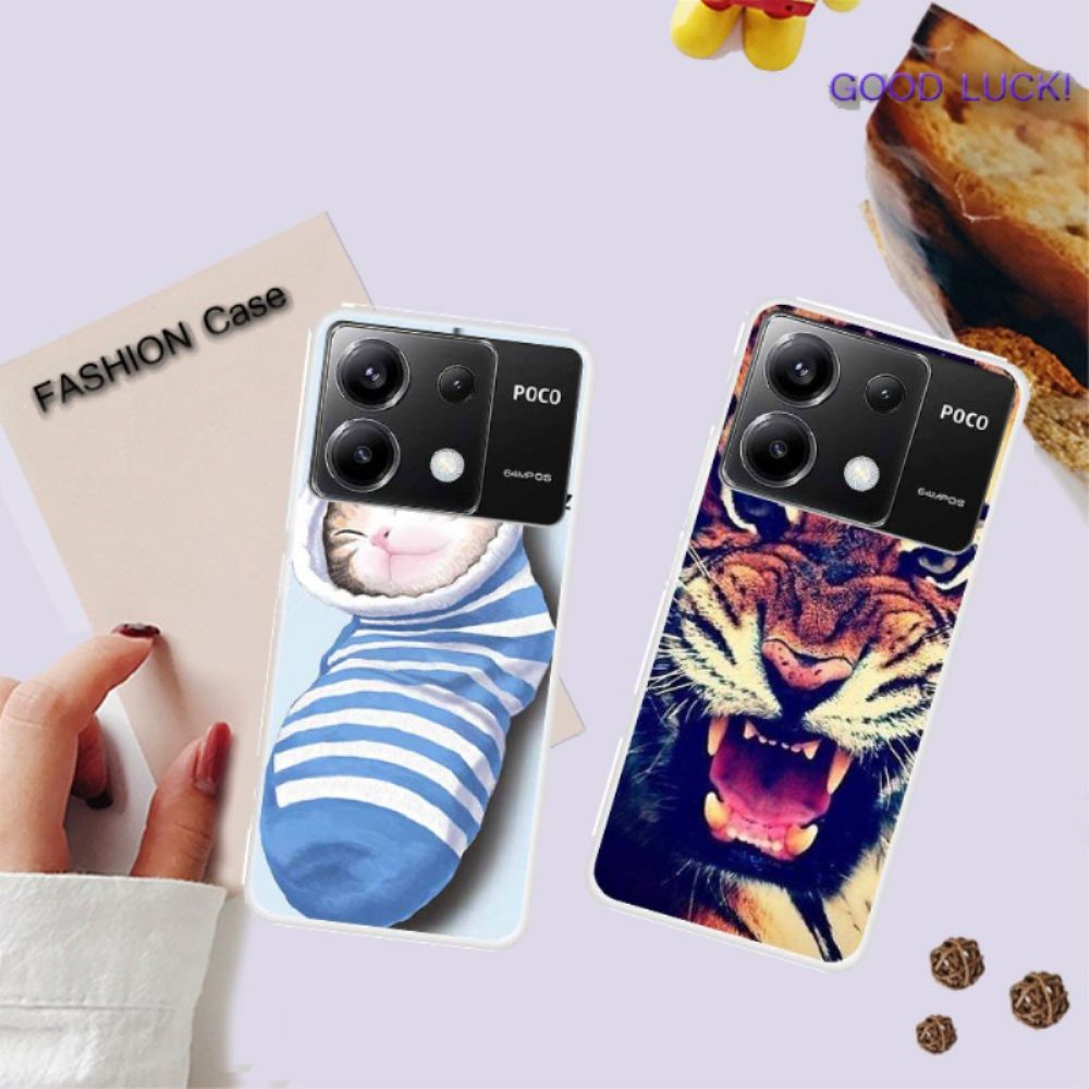 Case Hoesje Poco X6 5g Telefoonhoesje Tijgerpatroon