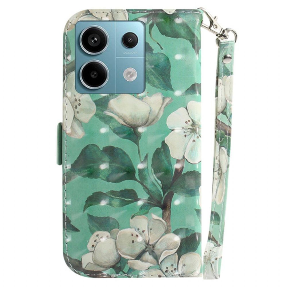 Folio-hoesje Poco X6 5g Aquarelbloemen Met Riempje