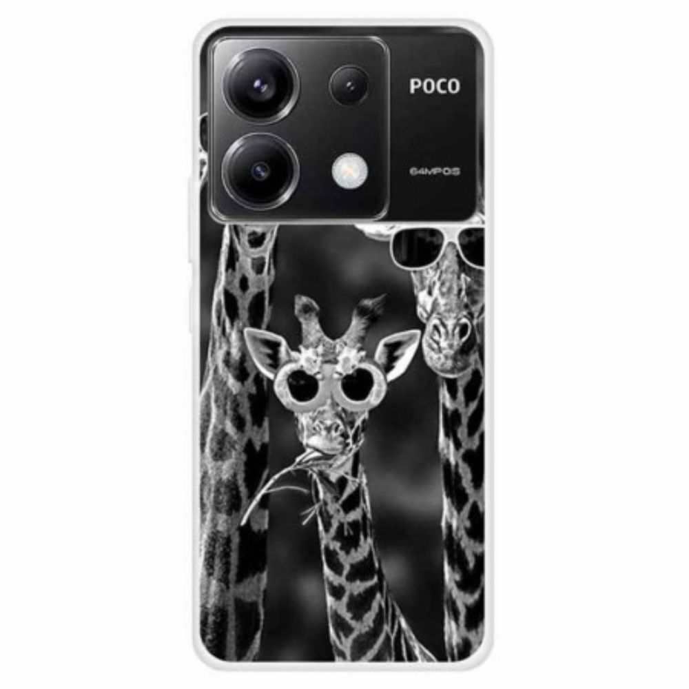 Hoesje Voor Poco X6 5g Giraffen Met Zonnebril