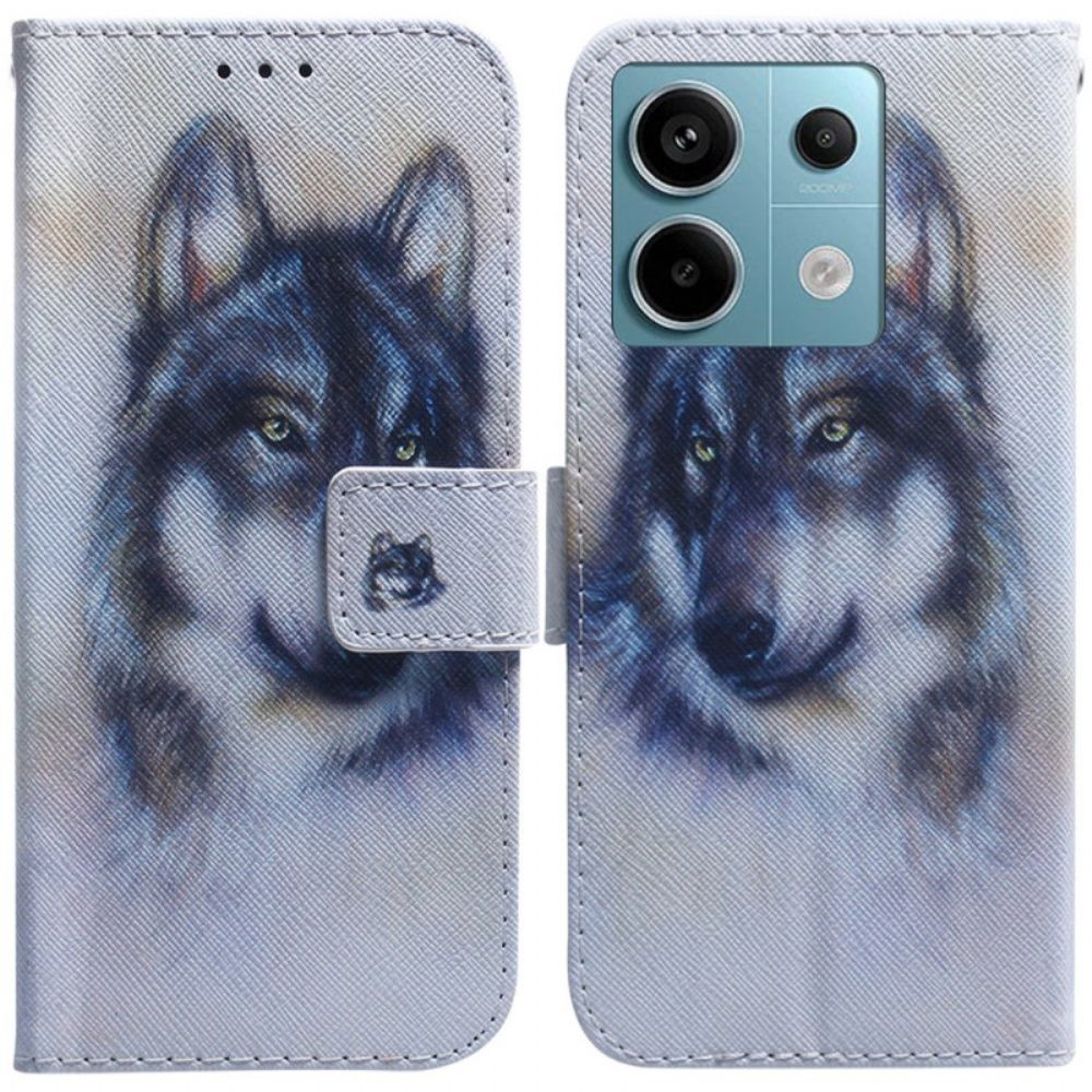 Leren Hoesje Poco X6 5g Aquarelhond Bescherming Hoesje