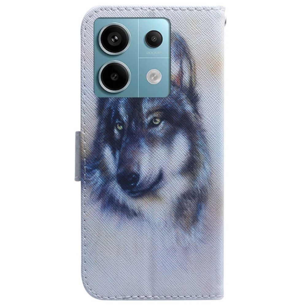 Leren Hoesje Poco X6 5g Aquarelhond Bescherming Hoesje