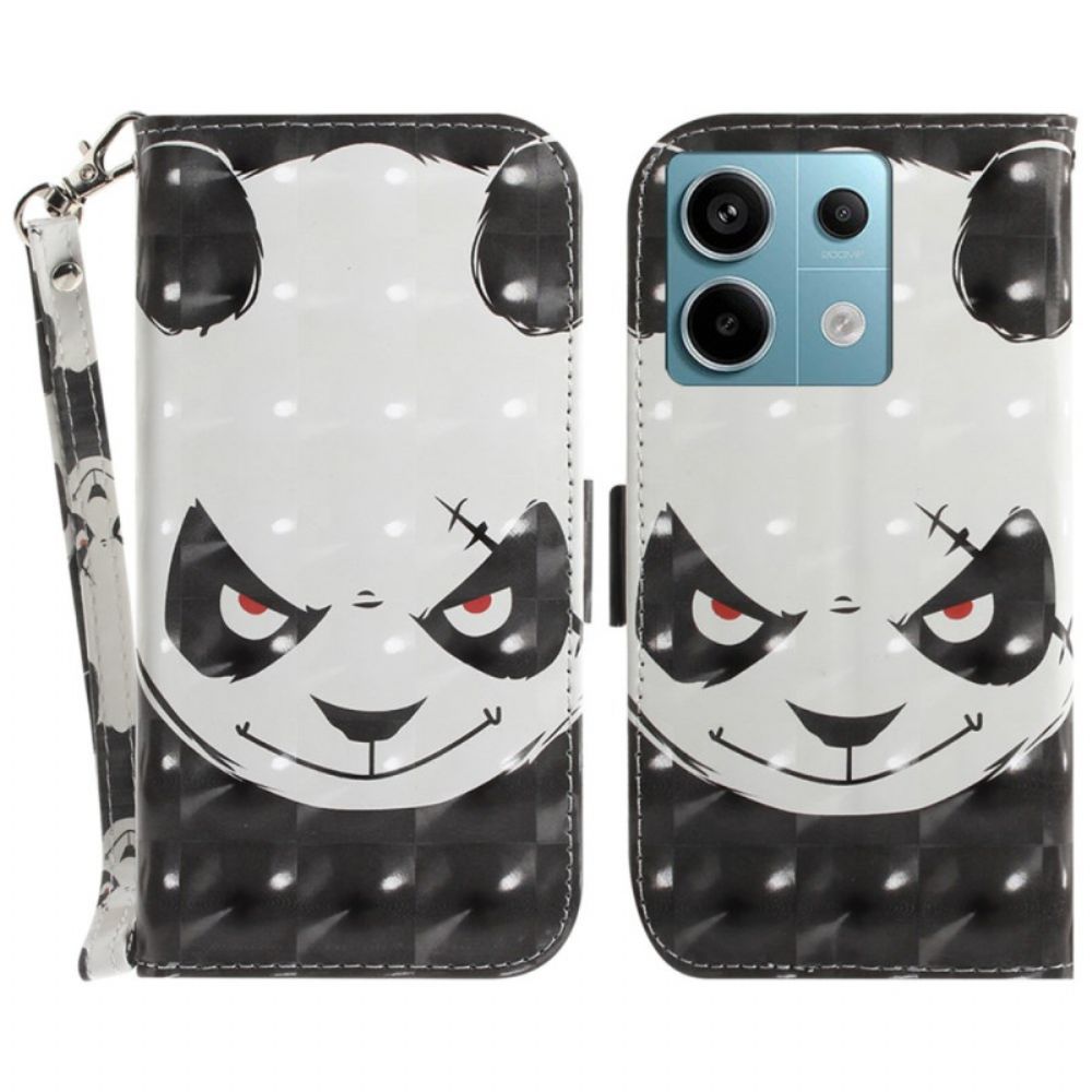 Leren Hoesje Poco X6 5g Boze Panda Met Riem Bescherming Hoesje