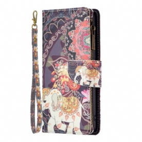 Leren Hoesje Poco X6 5g Indische Olifant Portemonnee Bescherming Hoesje