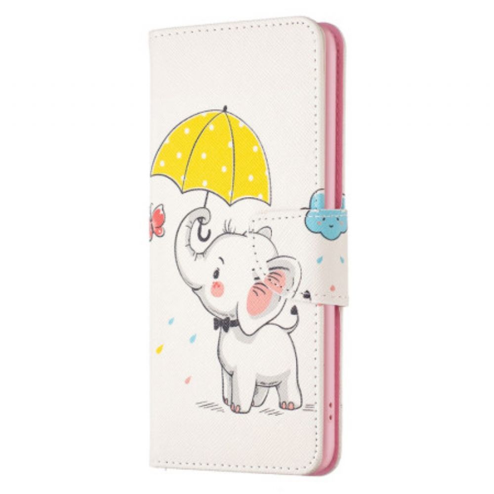 Leren Hoesje Poco X6 5g Paraplu En Olifant Bescherming Hoesje