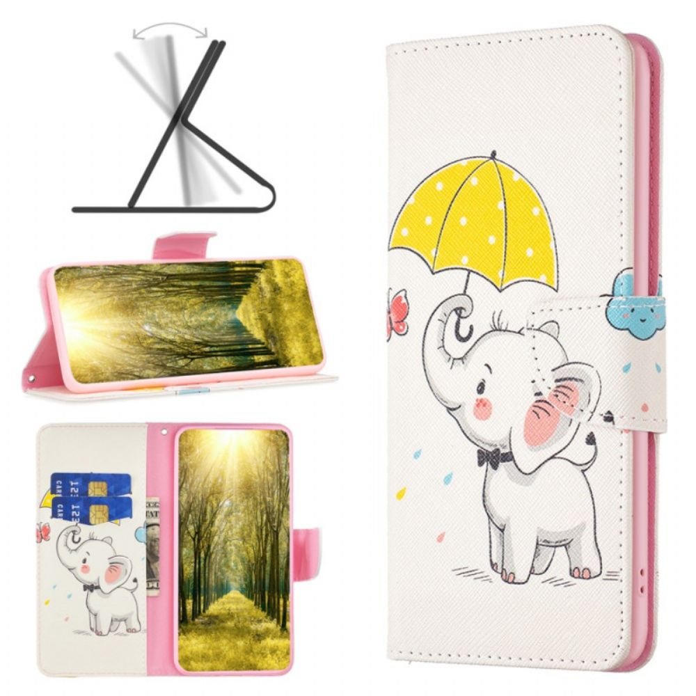 Leren Hoesje Poco X6 5g Paraplu En Olifant Bescherming Hoesje