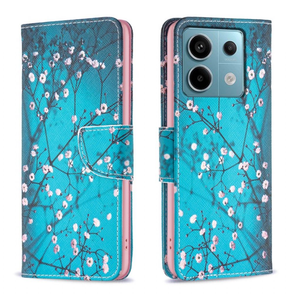 Leren Hoesje Poco X6 5g Pruimenbloesems Bescherming Hoesje