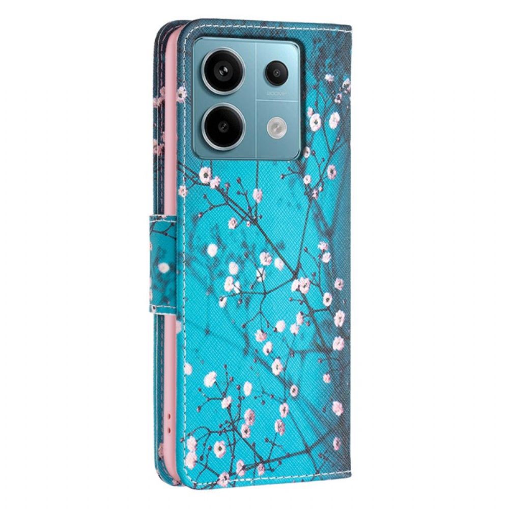 Leren Hoesje Poco X6 5g Pruimenbloesems Bescherming Hoesje