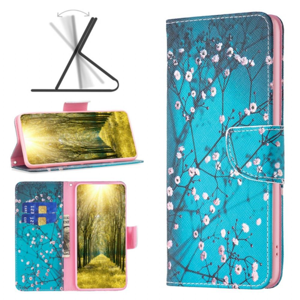 Leren Hoesje Poco X6 5g Pruimenbloesems Bescherming Hoesje