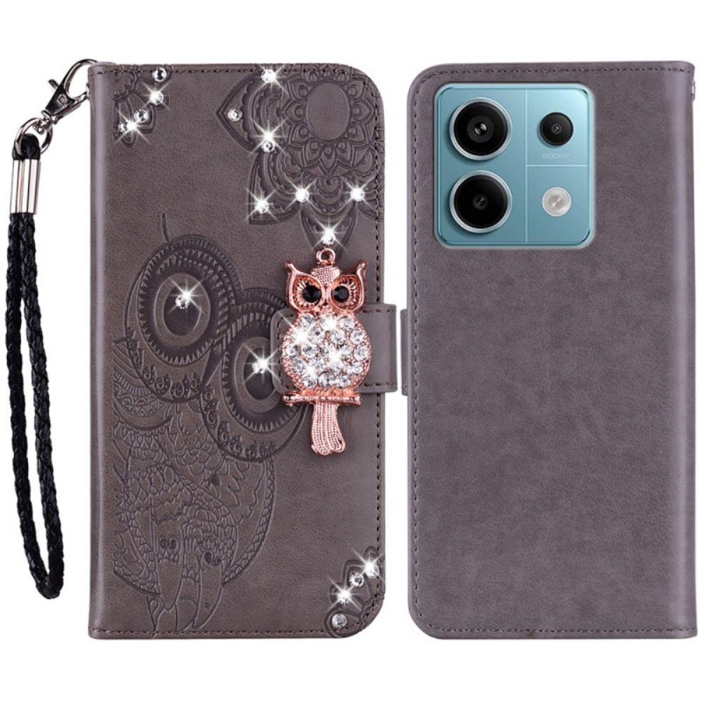 Leren Hoesje Voor Poco X6 5g Fantasie Uil Met Riem