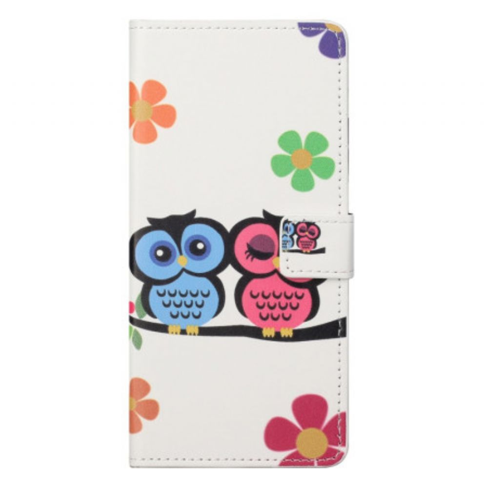 Leren Hoesje Voor Poco X6 5g Koppel Uilen