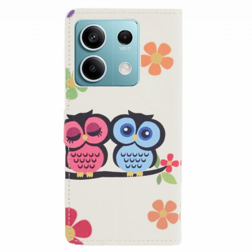 Leren Hoesje Voor Poco X6 5g Koppel Uilen