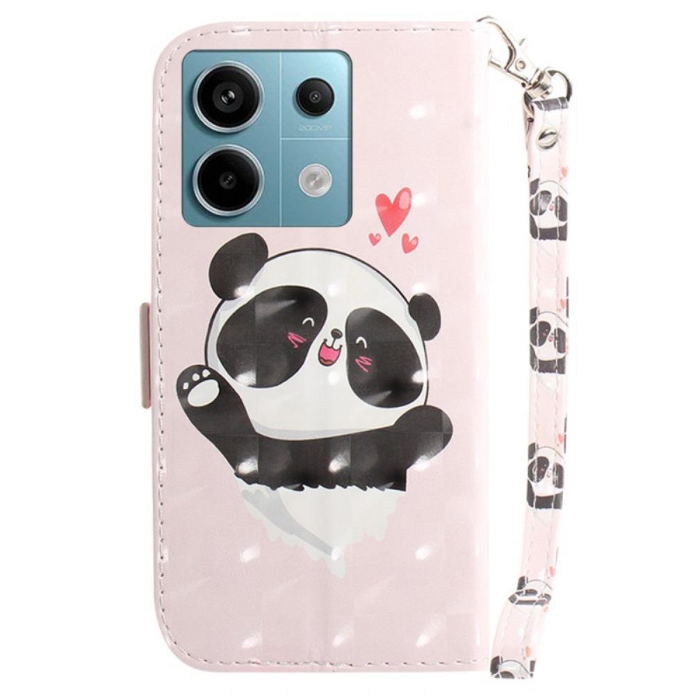 Leren Hoesje Voor Poco X6 5g Panda Love Met Riempje