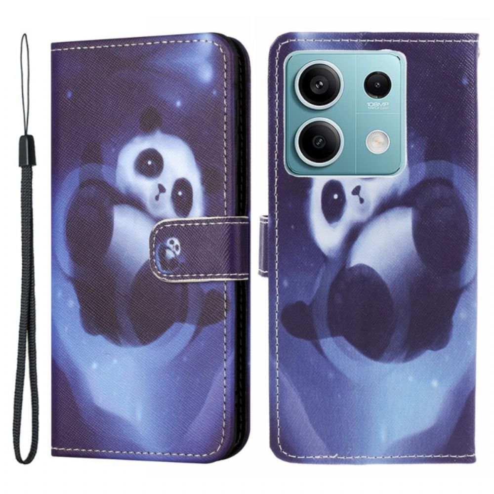 Leren Hoesje Voor Poco X6 5g Panda Space Met Riem