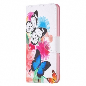 Leren Hoesje Voor Poco X6 5g Twee Aquarelvlinders