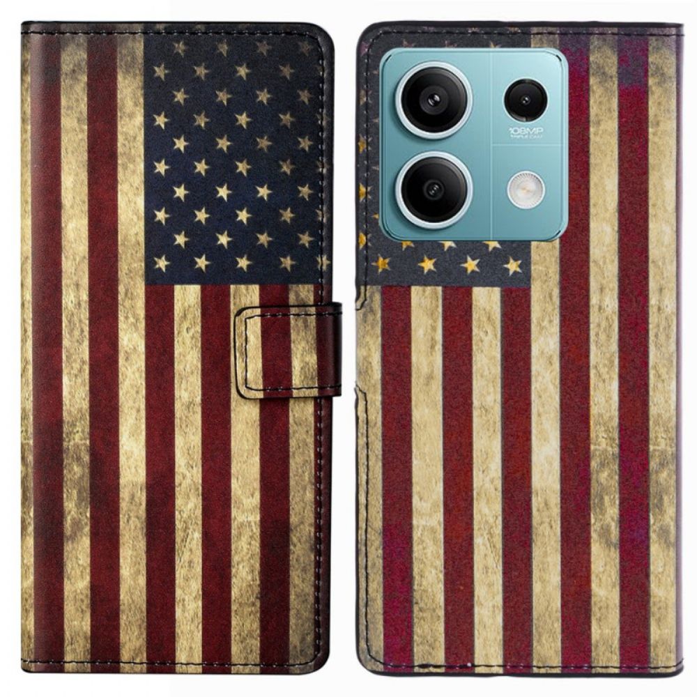 Leren Hoesje Voor Poco X6 5g Vintage Amerikaanse Vlag