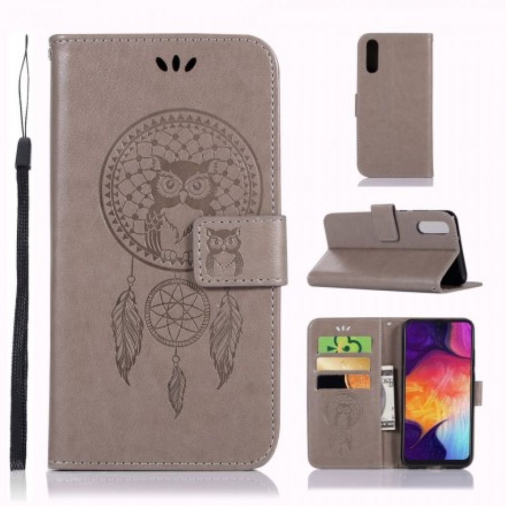 Flip Case voor Samsung Galaxy A70 Leer Effect Catch Dreams Owl