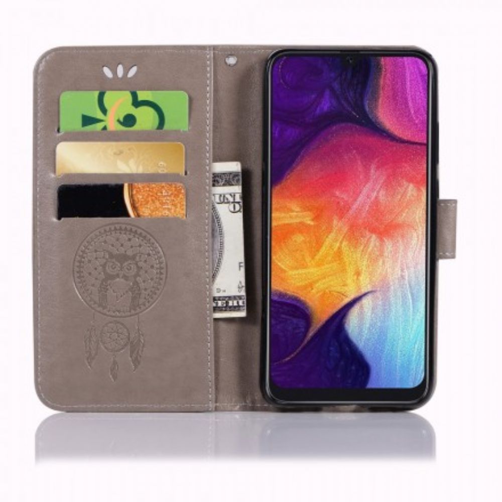 Flip Case voor Samsung Galaxy A70 Leer Effect Catch Dreams Owl