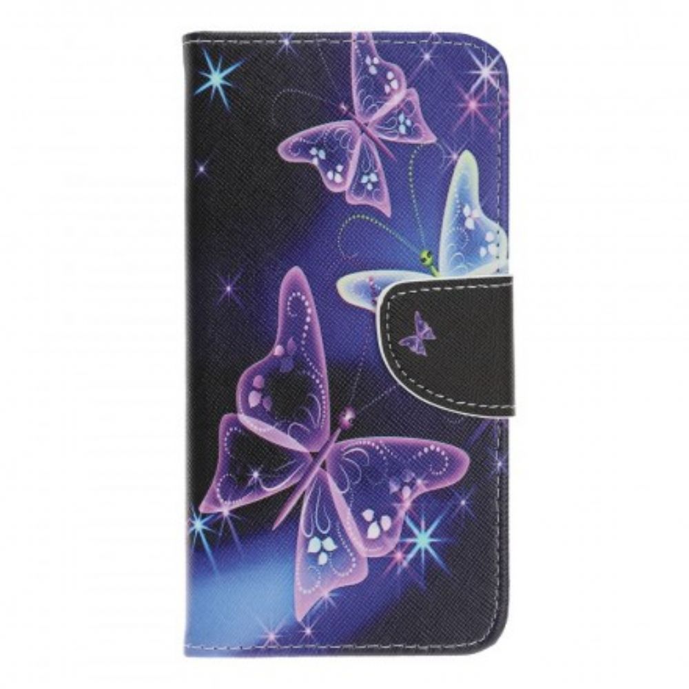 Flip Case voor Samsung Galaxy A70 Vlinders En Bloemen