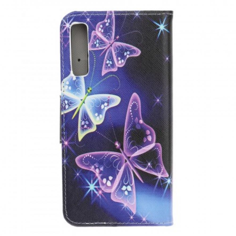 Flip Case voor Samsung Galaxy A70 Vlinders En Bloemen