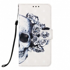 Folio-hoesje voor Samsung Galaxy A70 Bloemenschedel