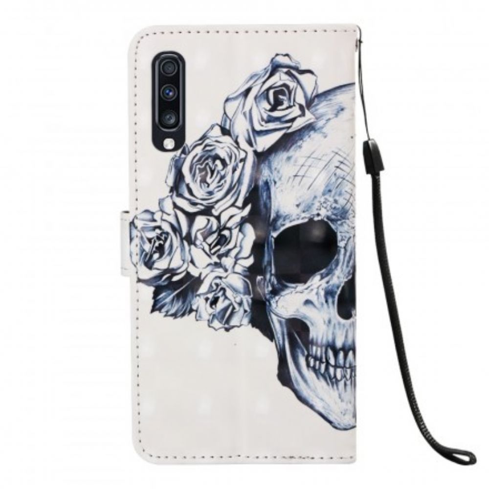 Folio-hoesje voor Samsung Galaxy A70 Bloemenschedel