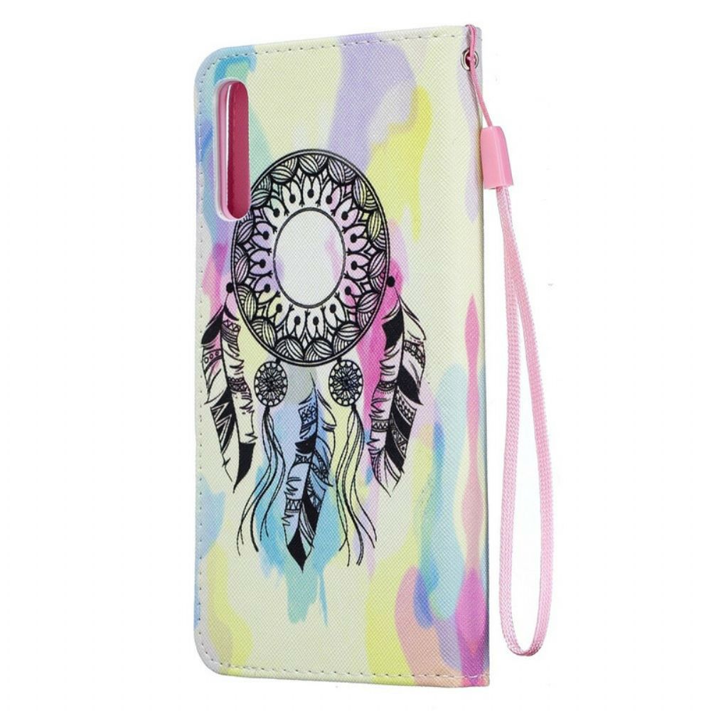 Folio-hoesje voor Samsung Galaxy A70 Met Ketting Aquarel Dromenvanger Met Afneembare Riem