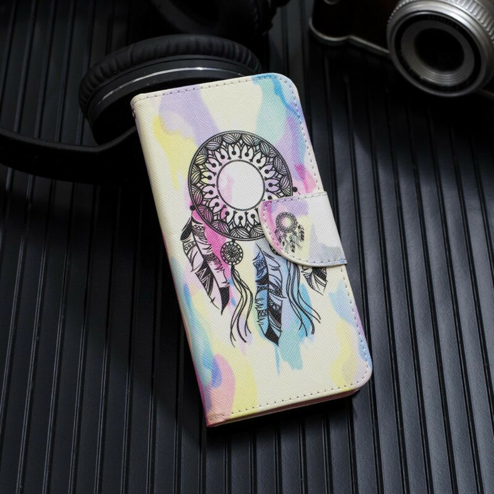 Folio-hoesje voor Samsung Galaxy A70 Met Ketting Aquarel Dromenvanger Met Afneembare Riem