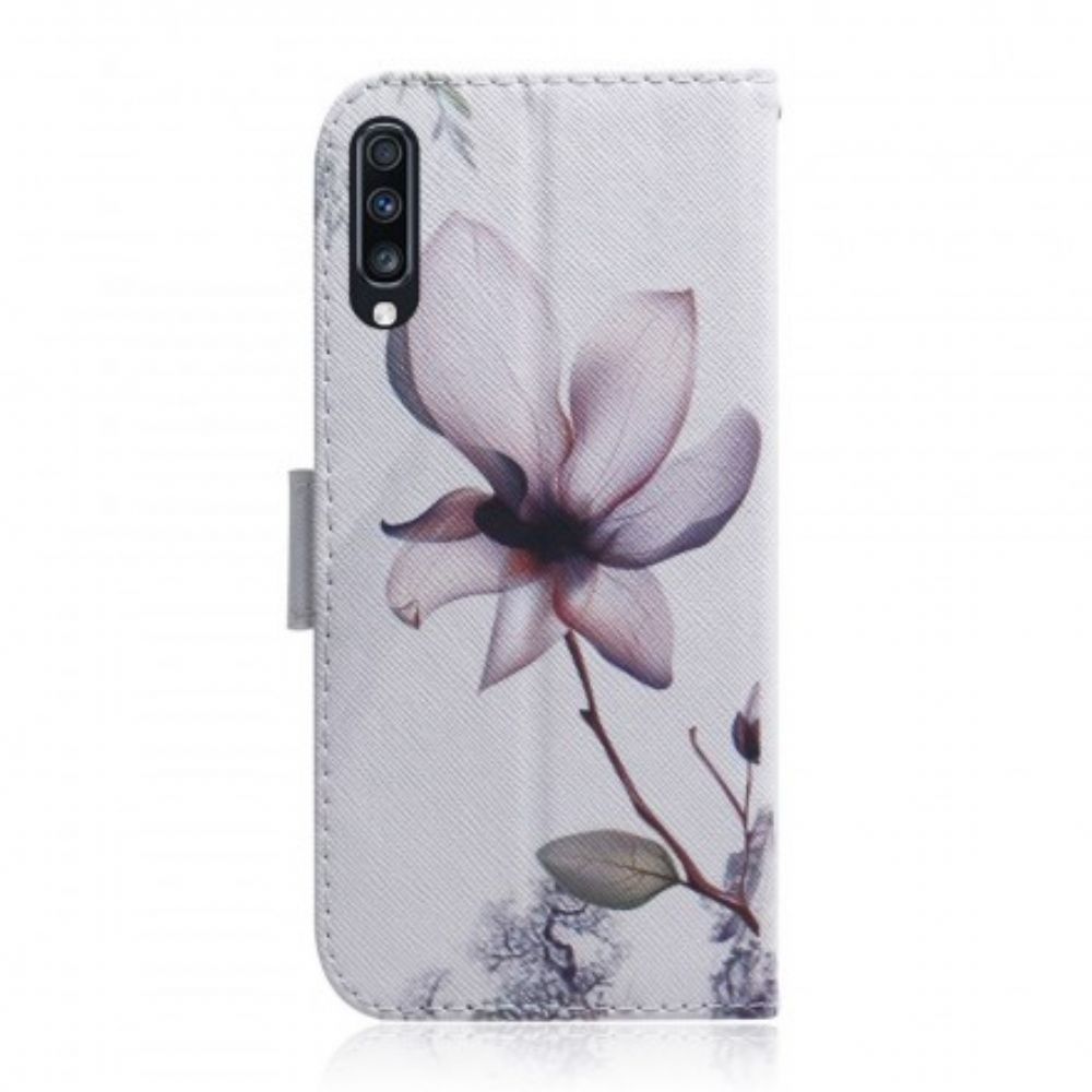 Folio-hoesje voor Samsung Galaxy A70 Oude Roze Bloem