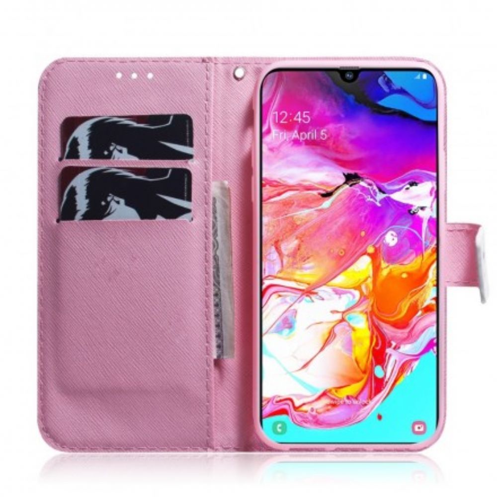 Folio-hoesje voor Samsung Galaxy A70 Oude Roze Bloem