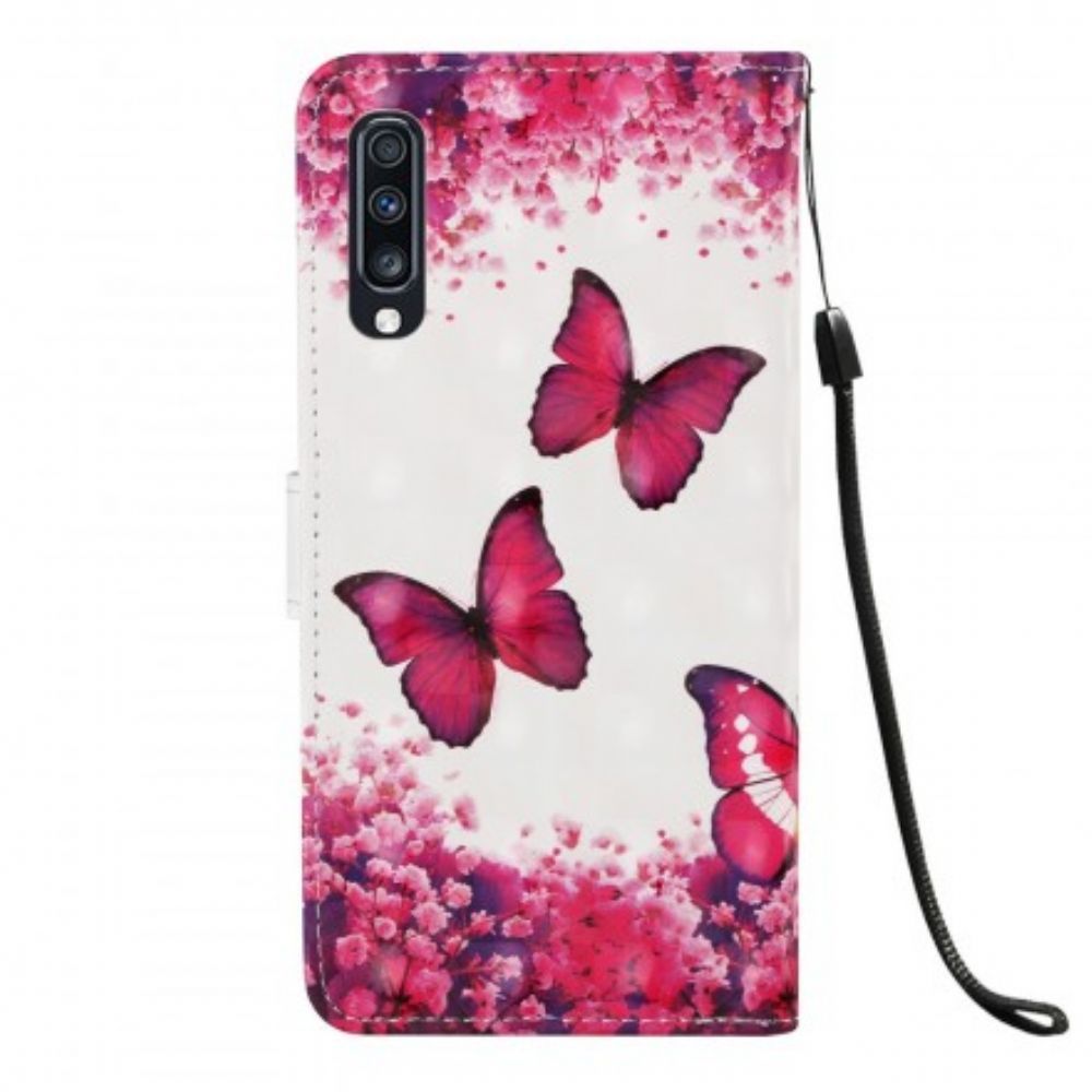 Folio-hoesje voor Samsung Galaxy A70 Rode Vlinders