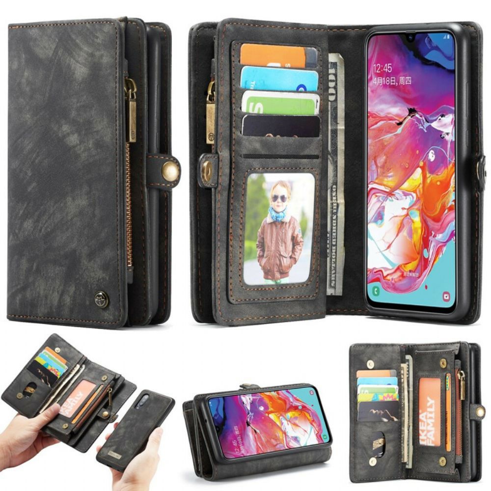 Hoesje Leren Hoesje voor Samsung Galaxy A70 Caseme Afneembaar