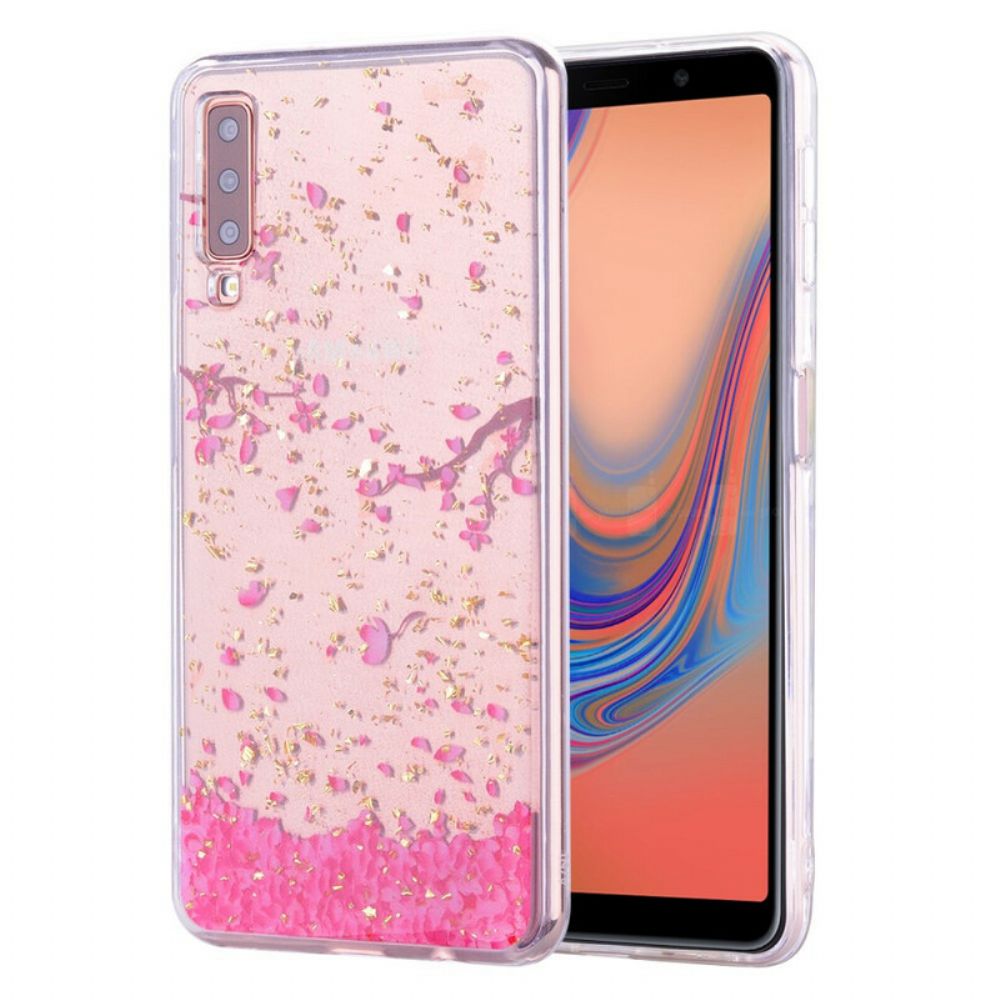 Hoesje voor Samsung Galaxy A70 Bloemblaadjes En Pailletten