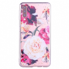 Hoesje voor Samsung Galaxy A70 Bloemen En Pailletten