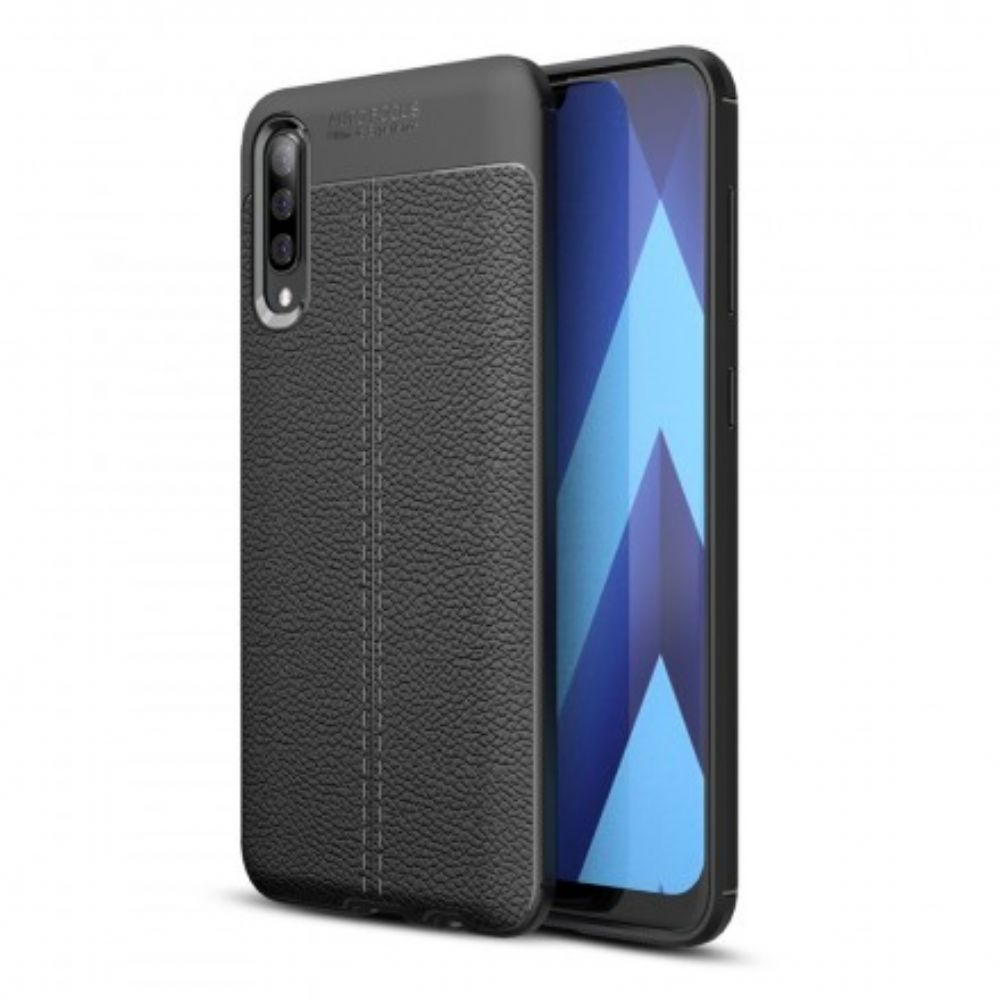 Hoesje voor Samsung Galaxy A70 Dubbele Lijn Litchi Leder Effect