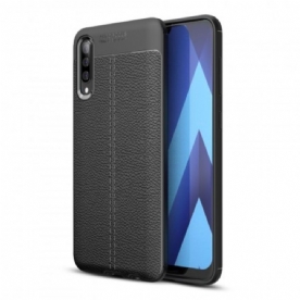 Hoesje voor Samsung Galaxy A70 Dubbele Lijn Litchi Leder Effect