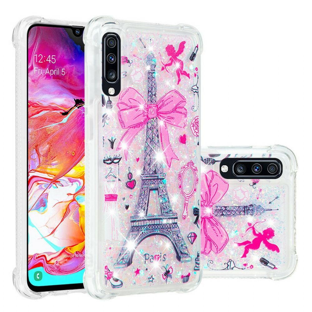 Hoesje voor Samsung Galaxy A70 De Eiffeltoren Pailletten