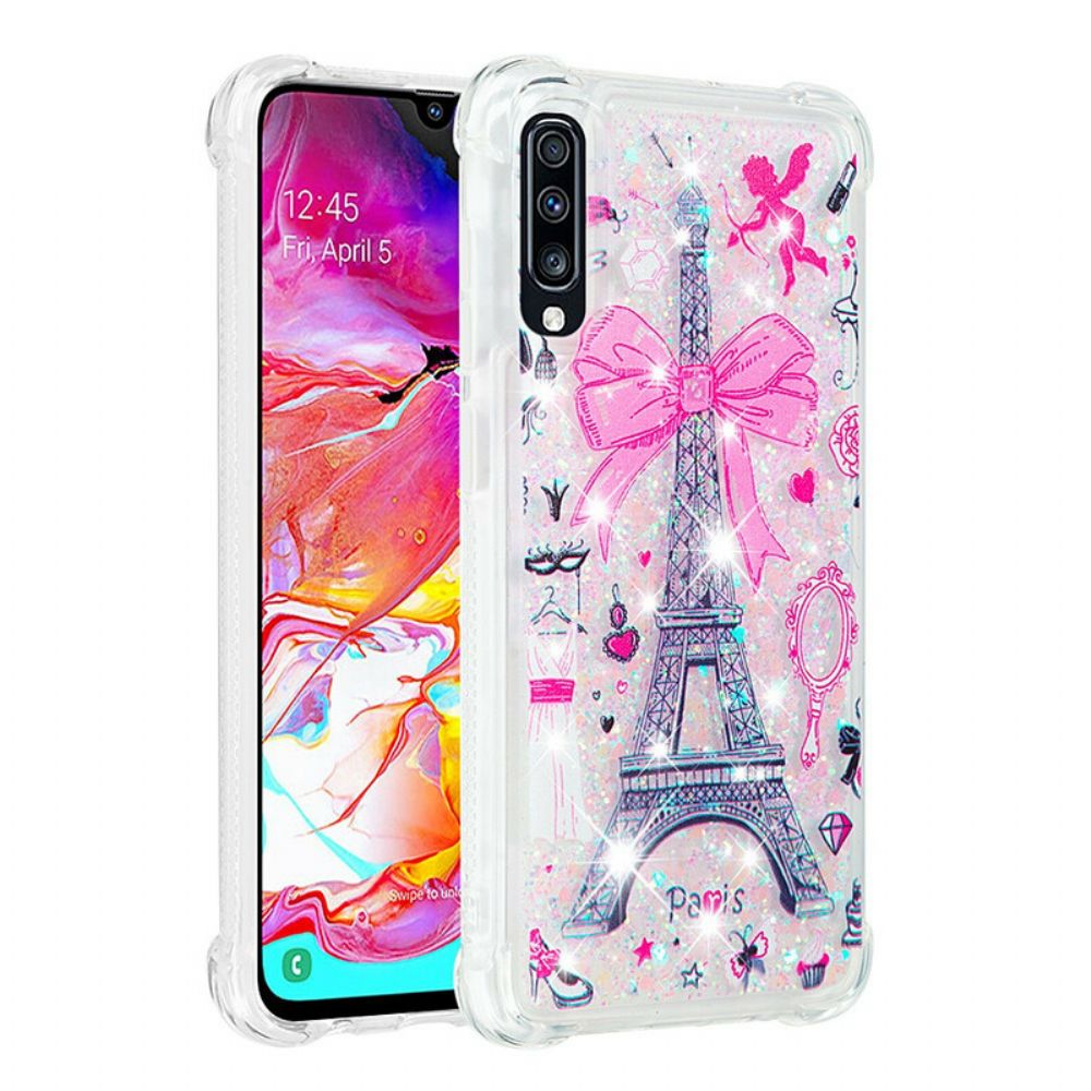 Hoesje voor Samsung Galaxy A70 De Eiffeltoren Pailletten