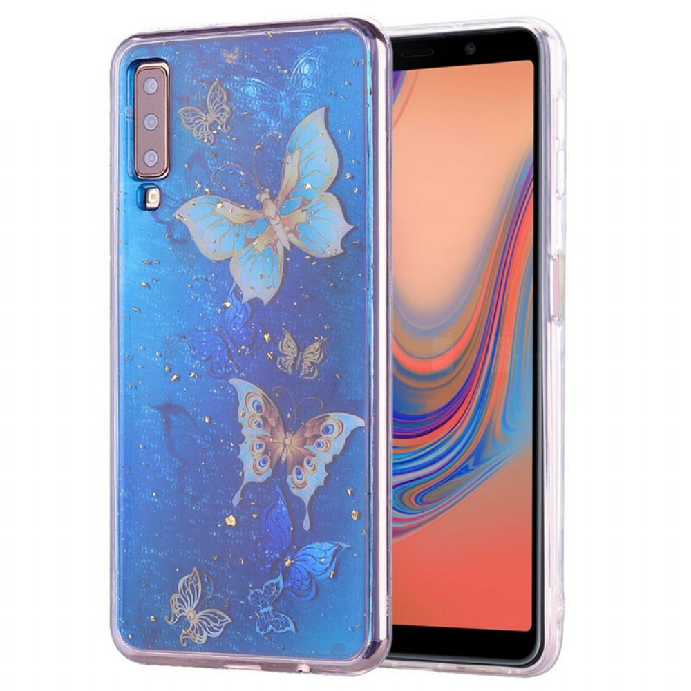 Hoesje voor Samsung Galaxy A70 Vlinders En Pailletten