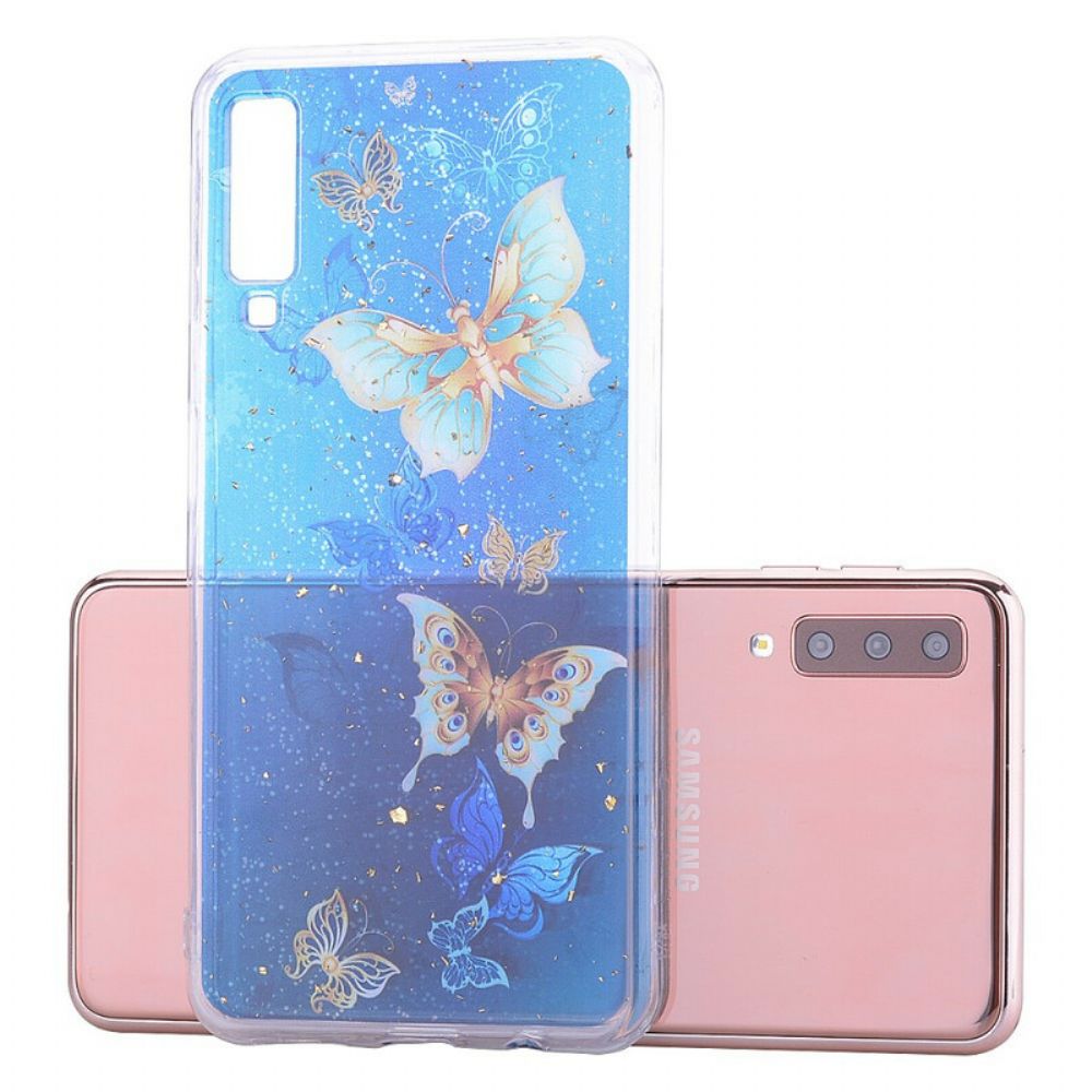 Hoesje voor Samsung Galaxy A70 Vlinders En Pailletten