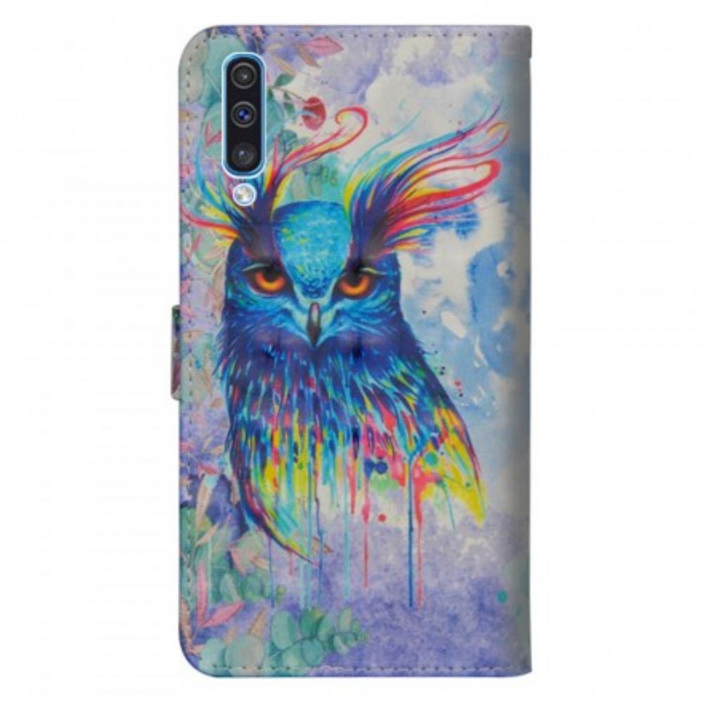 Leren Hoesje voor Samsung Galaxy A70 Aquarel Vogel