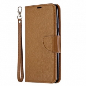 Leren Hoesje voor Samsung Galaxy A70 Folio-hoesje Litchi Flap Schuin